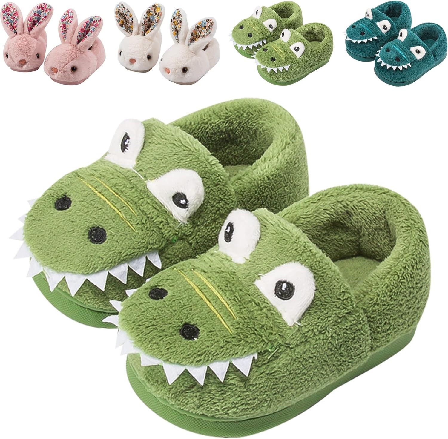 OWIF Kids Toddler Slippers Boys Girls Dinosaur Bunny House Shoes Non Slip Warm Soft Winter Fuzzy Indoor Slipper | Amazon (US)