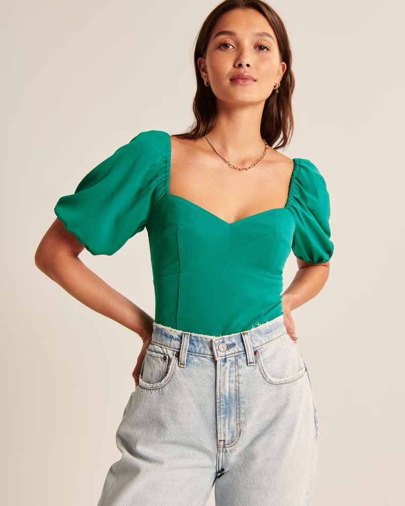Puff Sleeve Corset Sweetheart Top | Abercrombie & Fitch (US)