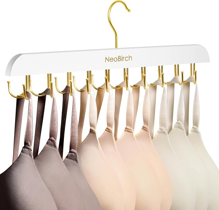 Bra Hanger for Closet Organizers and Storage | Space Saving Wooden Hanger | 20 Steel Hooks for Ta... | Amazon (US)