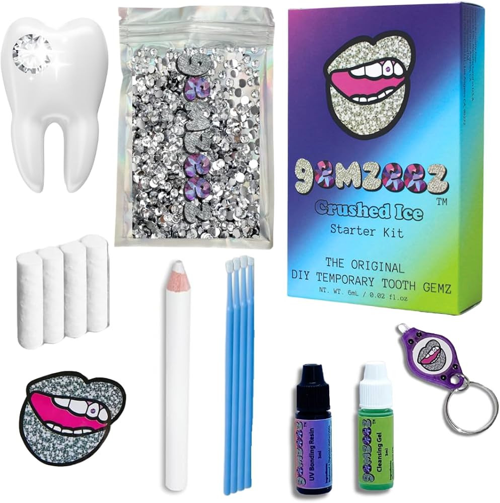 Gemzeez: The Original DIY Temporary Tooth Gemz Starter Kit (Crushed Ice) and 1,000 Gemz | Amazon (US)
