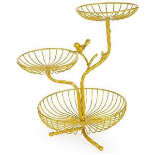 3-Tier Fruit Basket Holder Decorative Fruit Bowl Rack Metal for Vegetables, Bread Snack and Kitchen Home Use, Gold | The Home Depot
