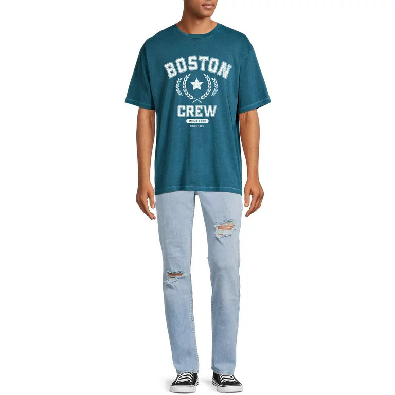 No Boundaries Men’s and Big Men’s Oversized Tee with Short Sleeves, Sizes up to 5XL | Walmart (US)
