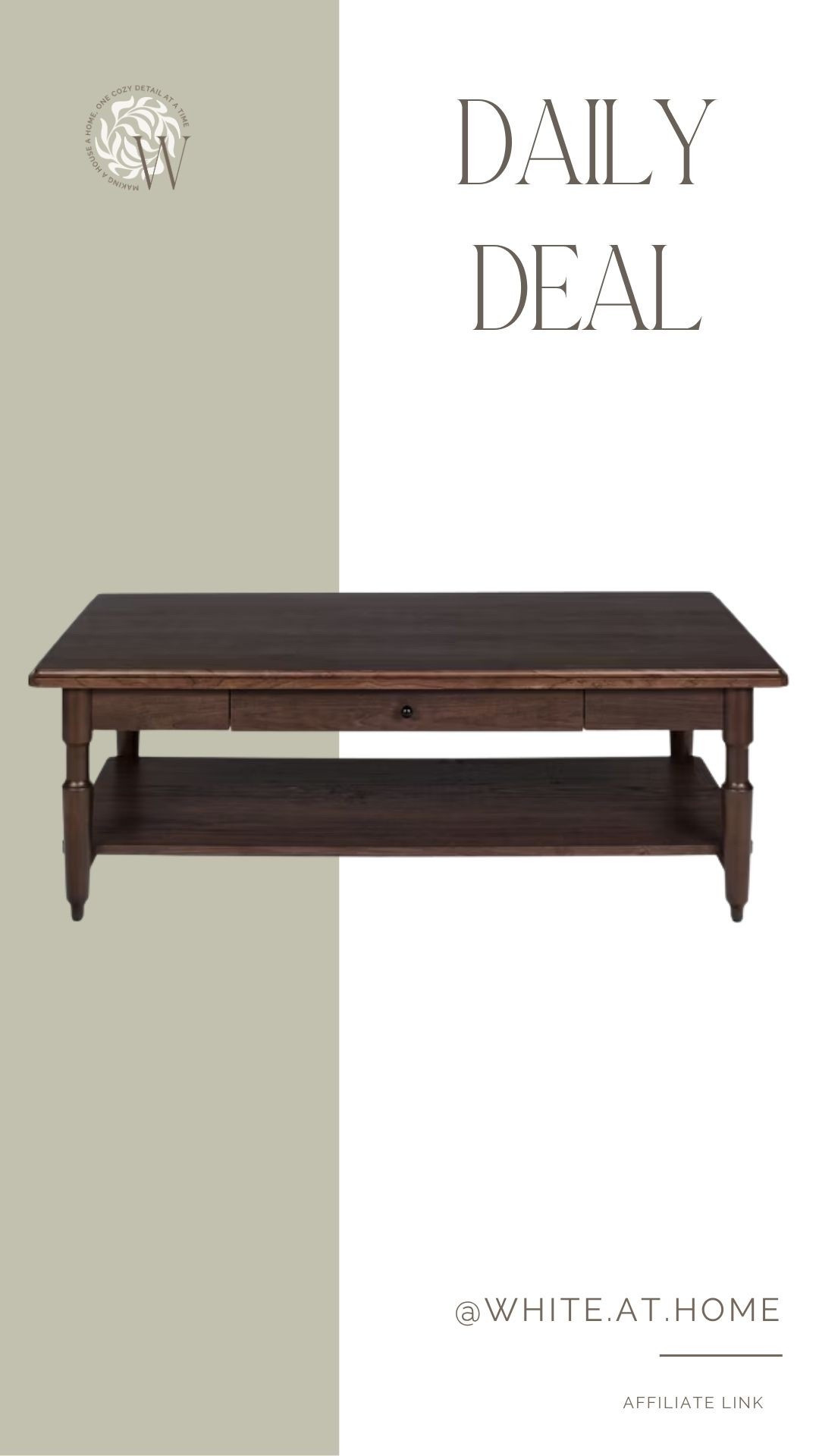 The entire Ambrose furniture collection at Walmart is gorgeous—and that includes this newly released coffee table! Only $158 and it has the prettiest tapered legs, warm wood finish, and room for styling!