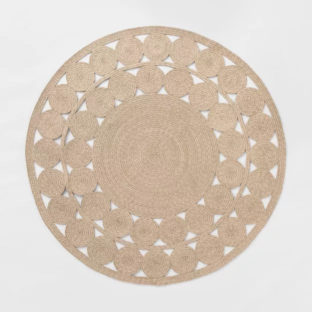 Round Ornate Braided Outdoor Rug Neutral - Opalhouse™ | Target