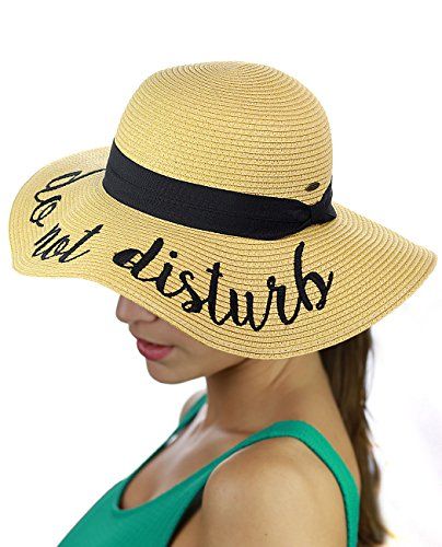 C.C Women's Paper Weaved Crushable Beach Embroidered Quote Floppy Brim Sun Hat, Do Not Disturb | Amazon (US)