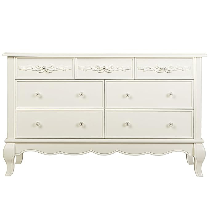 Evolur Aurora 7 Drawer Double Dresser, Ivory Lace, 54x20.3x34 Inch (Pack of 1) | Amazon (US)