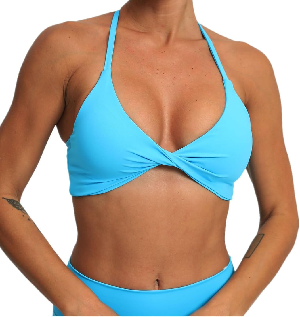 ABOCIW Sports Bras for Women Twist Criss-Cross Back Padded Workout Tank Tops Low Impact Gym Yoga ... | Amazon (US)