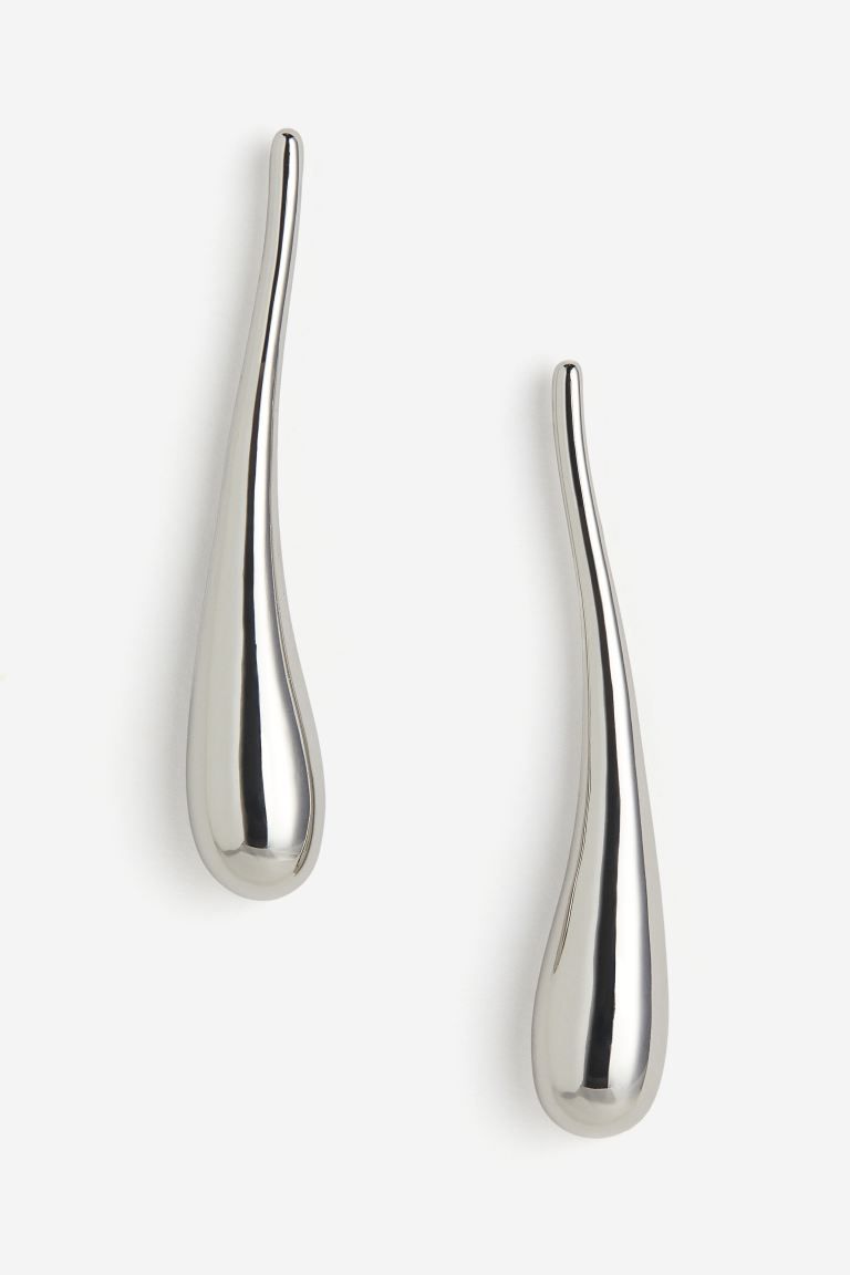 Drop-shaped earrings - Silver-coloured - Ladies | H&M GB | H&M (UK, MY, IN, SG, PH, TW, HK)