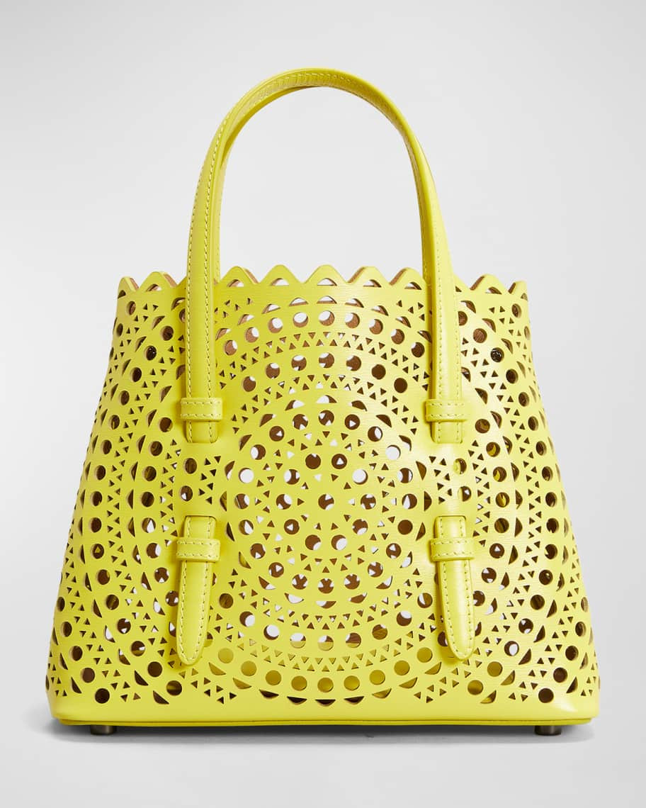 ALAIA Mina 20 Vienne Laser-Cut Top-Handle Bag | Neiman Marcus