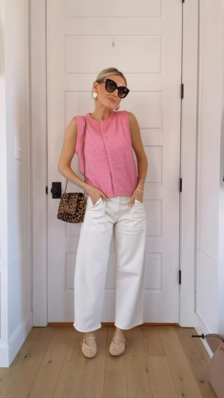 This spring look is perfect for grabbing coffee with a friend or shopping! Love the color of this sleeveless sweater! Use LOVERY15 for 15% off your first order! Wearing S/26!

Loverly Grey, Avara, spring outfit, spring looks, white jeans, barrel jeans

#LTKSeasonal