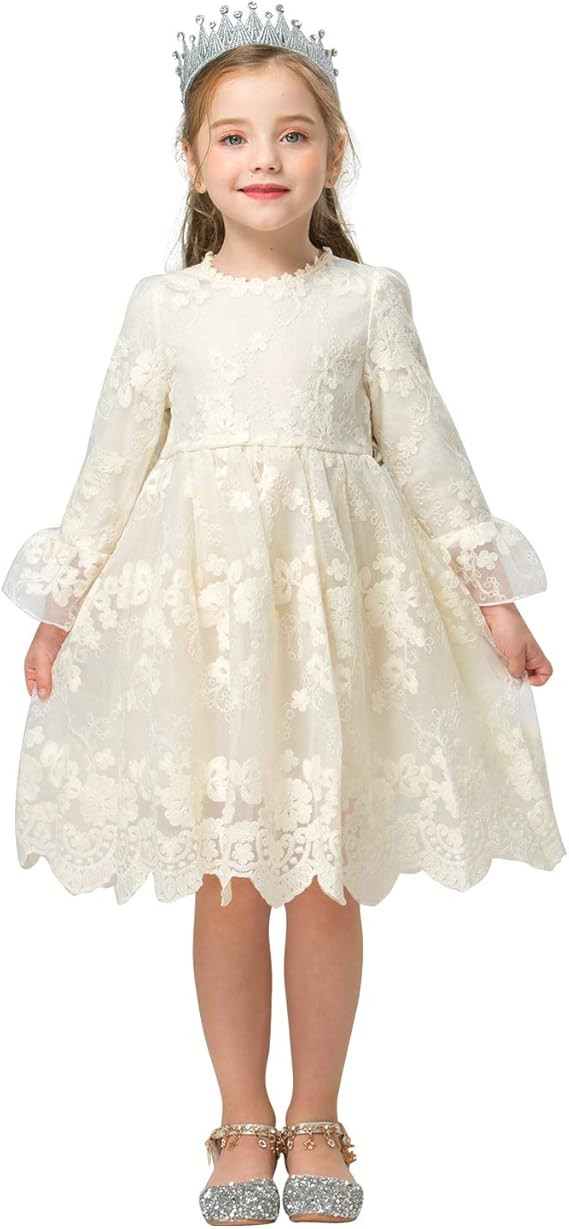 TTYAOVO Little Girls Long Sleeves Casual Birthday Dress with Tutu Skirt | Amazon (US)