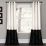 Amazon.com: Lush Decor Prima Velvet Curtains Color Block Room Darkening Window Panel Set for Livi... | Amazon (US)