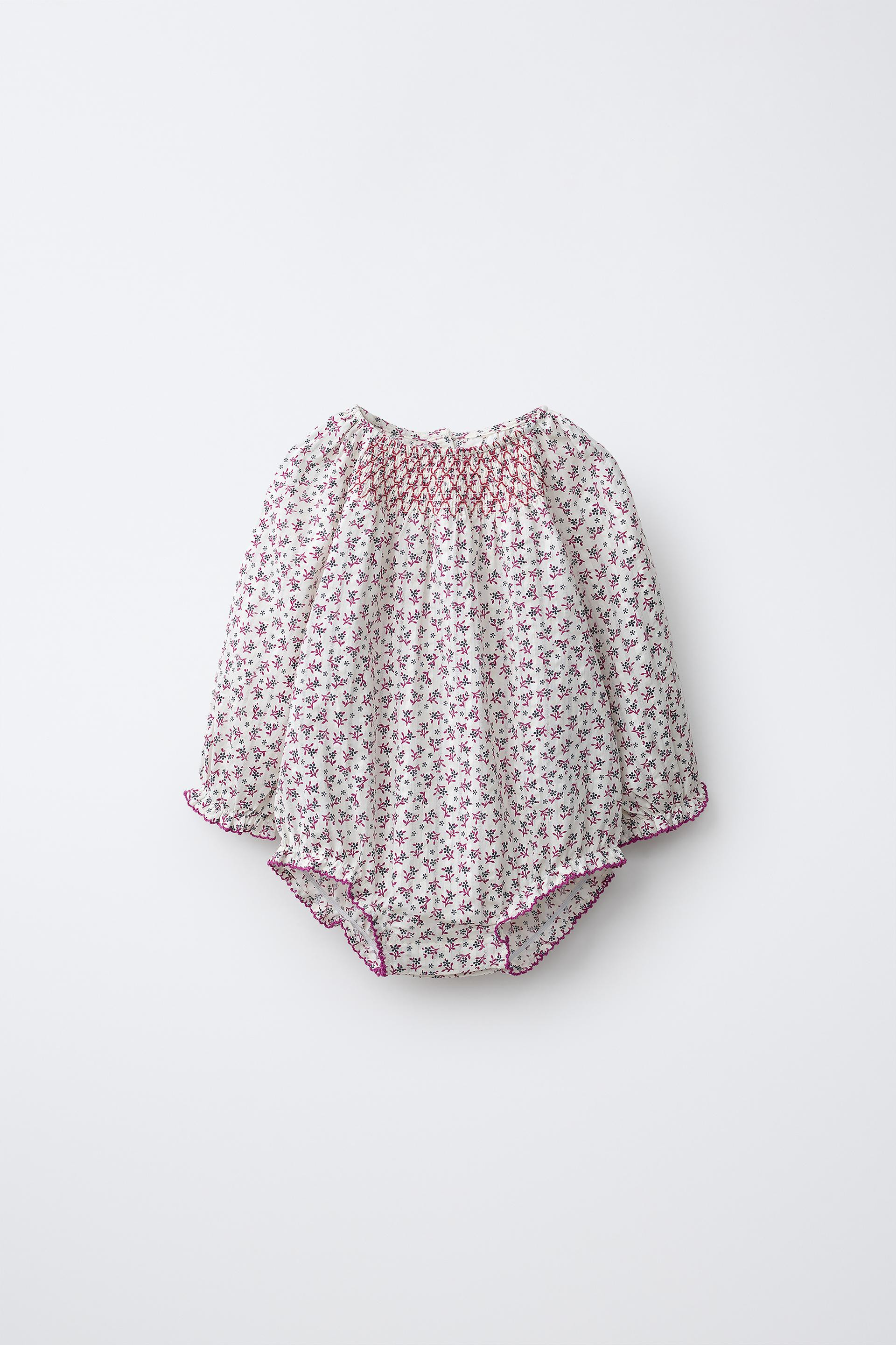 Zara - Floral Print Romper - Raspberry - 6-9 Months (29,1 Inches) - Kids | Zara US