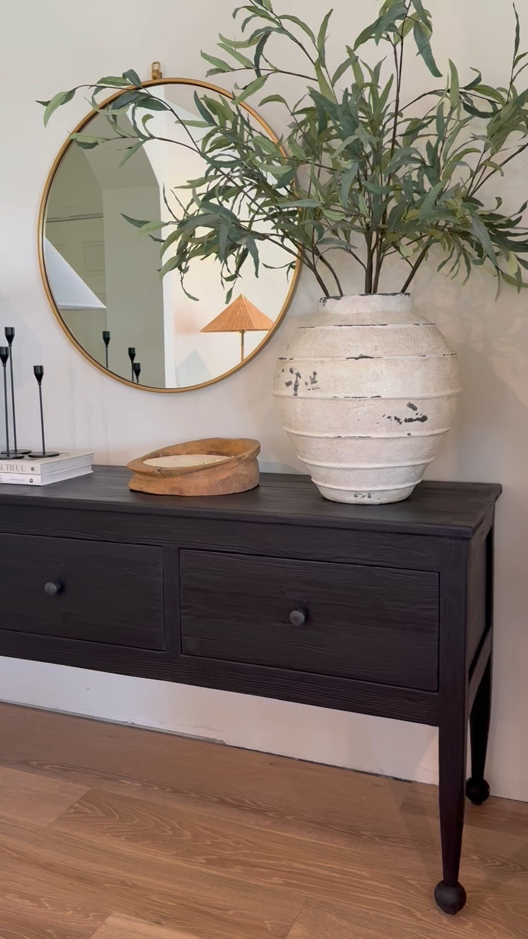 Console styling. Console decor. Table lamp. Round mirror. Decorative books. Candle stick holders  

#LTKHome