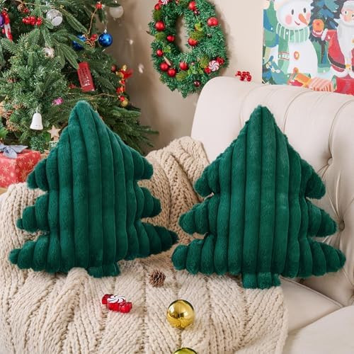 Lanpn Christmas Tree Pillows Set of 2, Christmas Decoration Wide Stripes Winter Throw Pillows Sof... | Amazon (US)