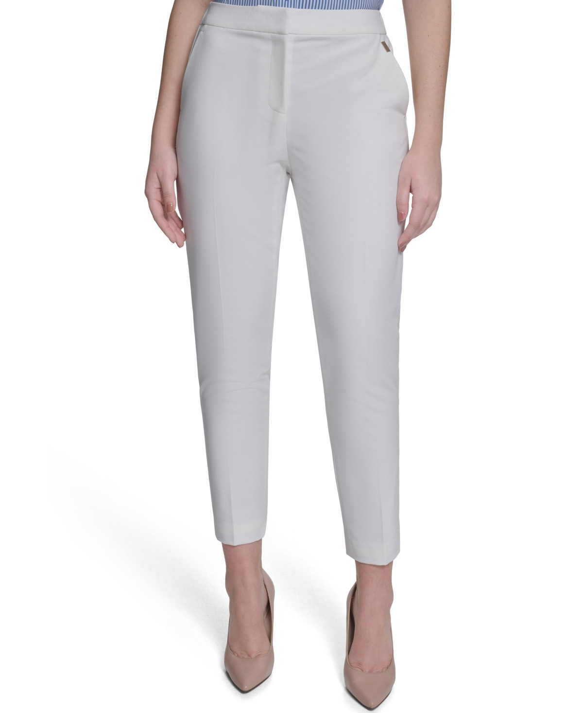 Tommy Hilfiger Women's Sloane Slim-Leg Ankle Pants - Ivory | Macy's