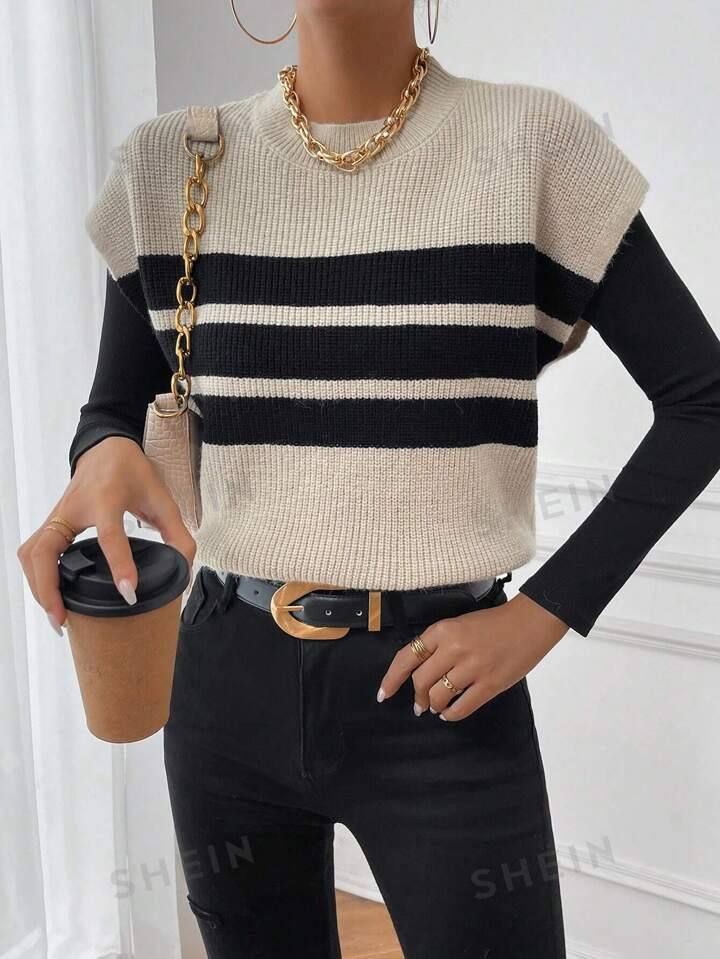 SHEIN Frenchy Striped Pattern Sweater Vest Without Tee | SHEIN