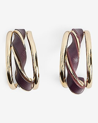 Faux Leather Twist Triple Hoop Earrings | Express