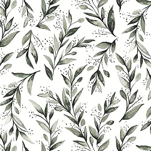 Livebor Olive Leaf Peel and Stick Wallpaper Floral Wallpaper Modern Self Adhesive Wallpaper Peel and | Amazon (US)