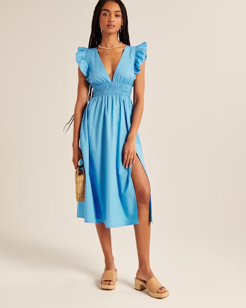 Flutter Sleeve Midi Dress | Abercrombie & Fitch (US)