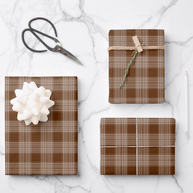 Brown and White Plaid Tartan Pattern Wrapping Pape Wrapping Paper Sheets | Zazzle