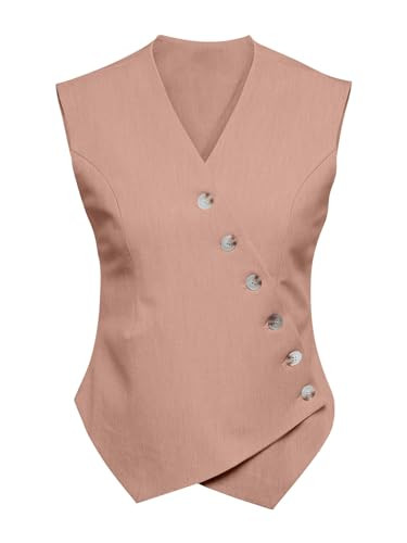 Cicy Bell Womens Waistcoat Vest Sleeveless Blazers V Neck Button Up Asymmetrical Hem Work Office ... | Amazon (US)