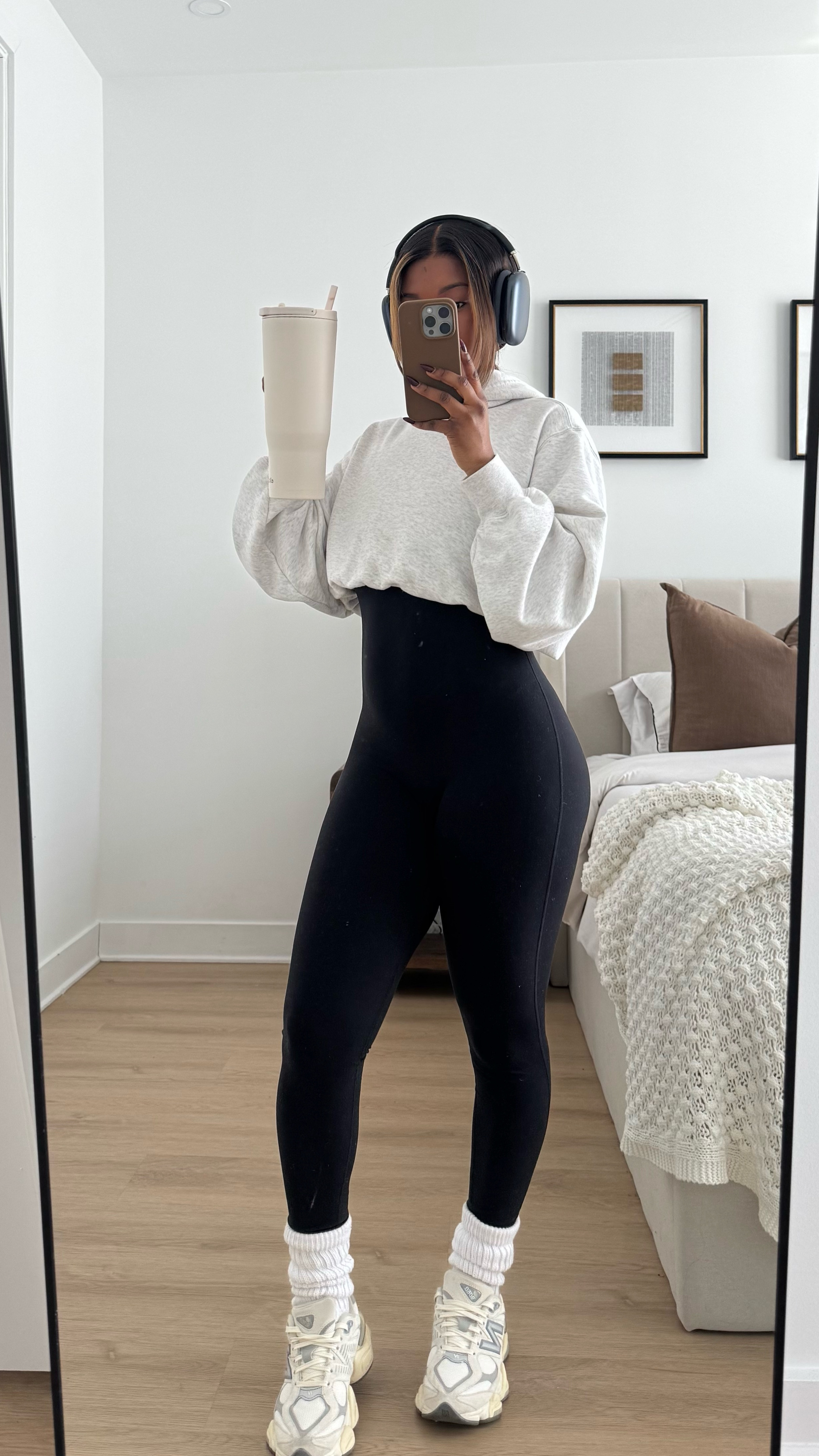 We love a good gym fit 🤍 black jumpsuit & grey cropped sweater 

#LTKStyleTip #LTKActive #LTKFitness