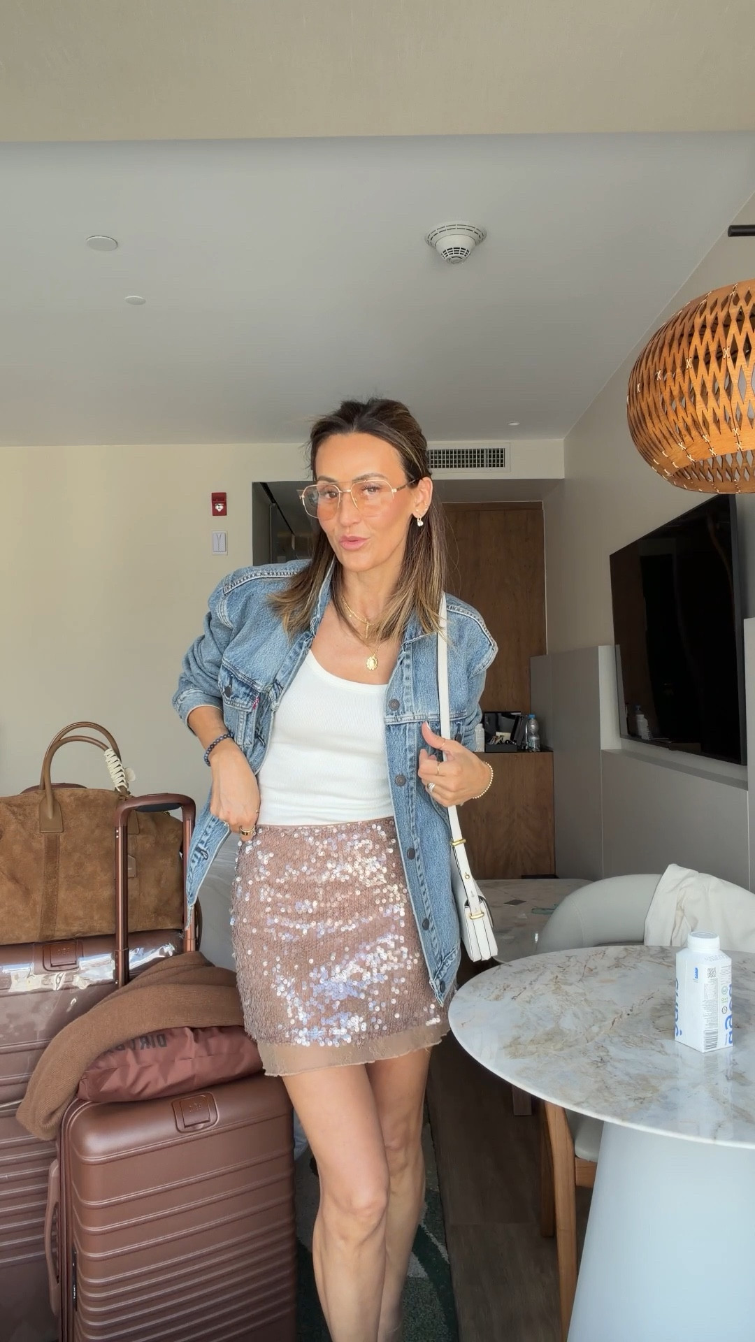 Last lunch in São Paulo - checking out of our hotel. 
My Mimi skirt is on sale, trucker jacket worn every single day here! Luggage 10/10 🤎🙌🏽

#LTKootd #LTKTravel #LTKgrwm