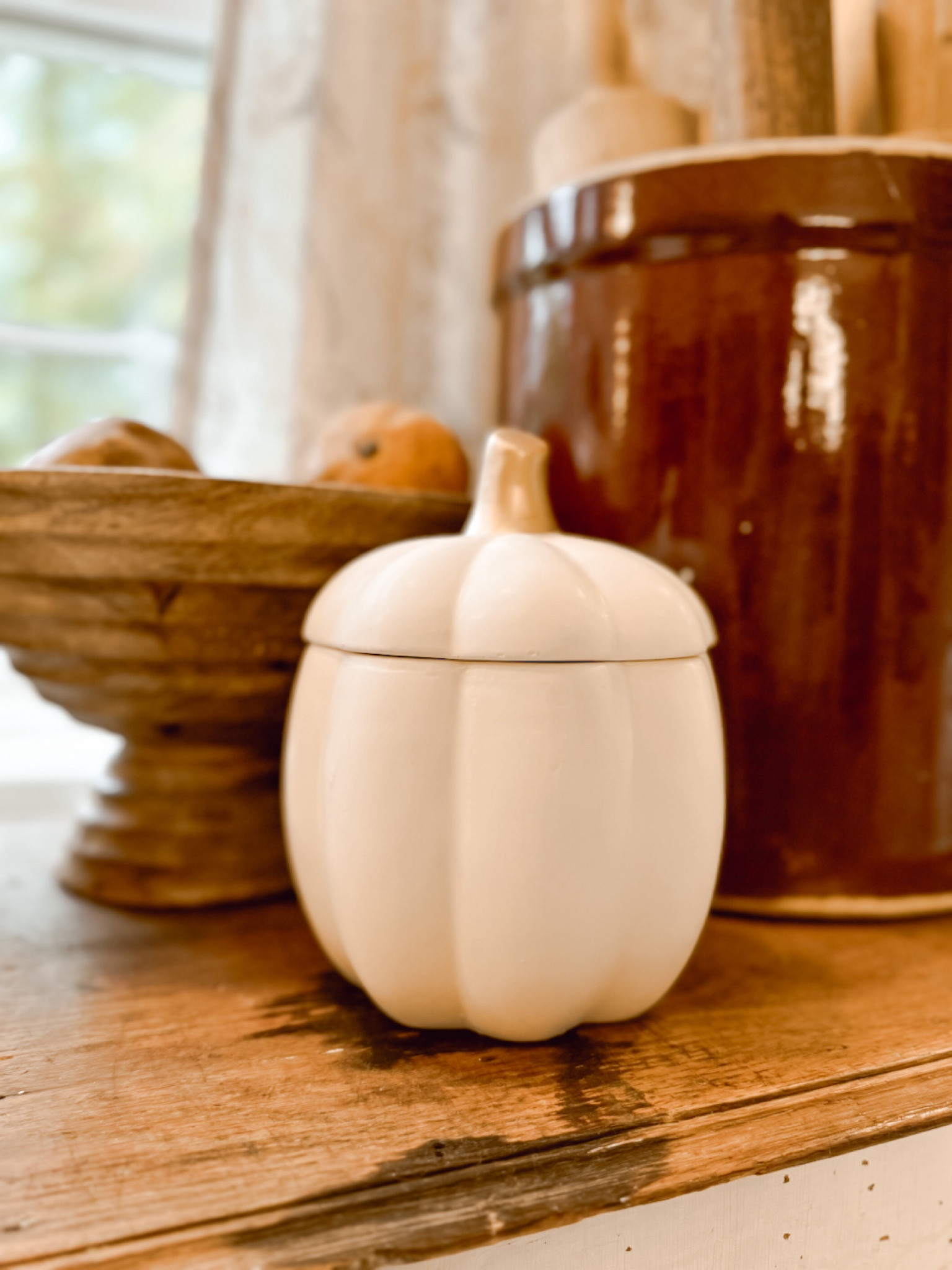 I grabbed this adorable ceramic pumpkin jar from Walmart, but it was a favorite and quickly sold out. It is still available in the muted orange color for under $10. Also, here are some other similar inspirations for your home. 

#LTKSeasonal #LTKHome #LTKHalloween