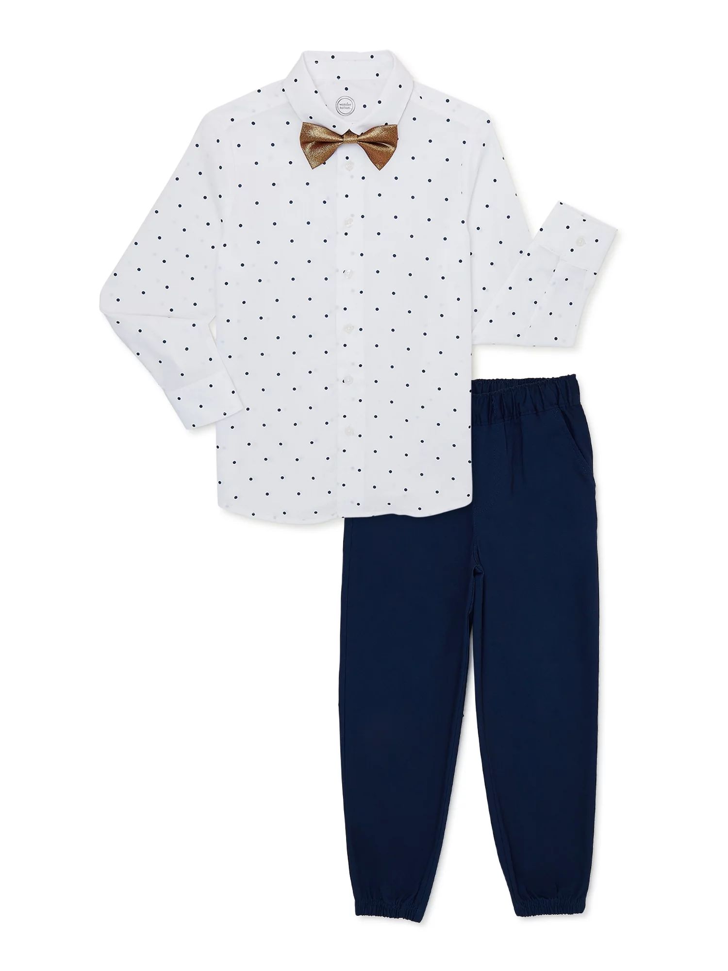 Wonder Nation Boys Button-Up Dress Shirt, Bowtie and Pant Set, 3-Piece, Sizes 4-18 - Walmart.com | Walmart (US)