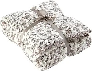 100% Polyester Microfiber Fluffy Leopard Knitted Baby Blanket Throw Blanket Super Soft Cozy Light... | Amazon (US)