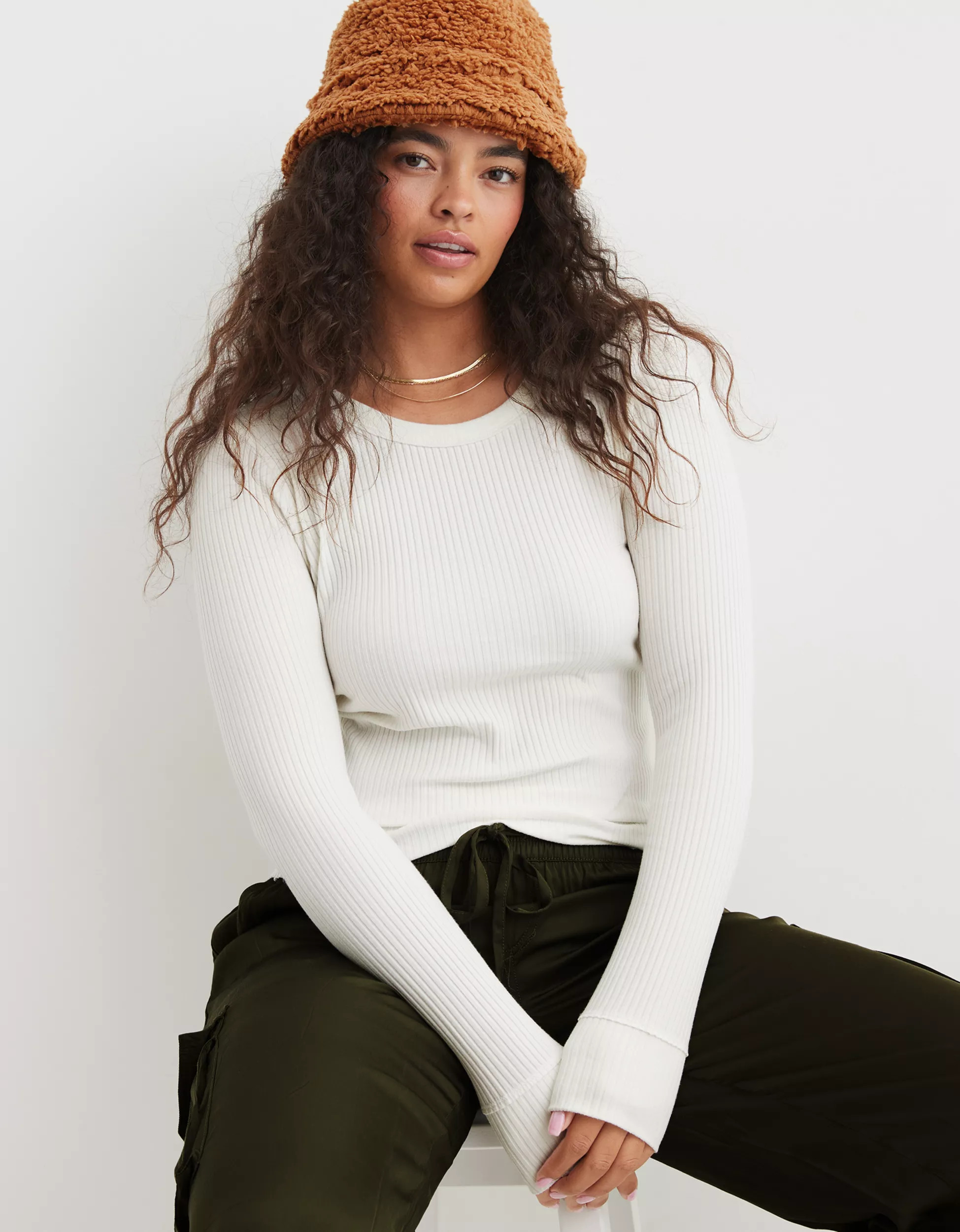 Aerie Fireside Long Sleeve Crewneck T-Shirt | Aerie