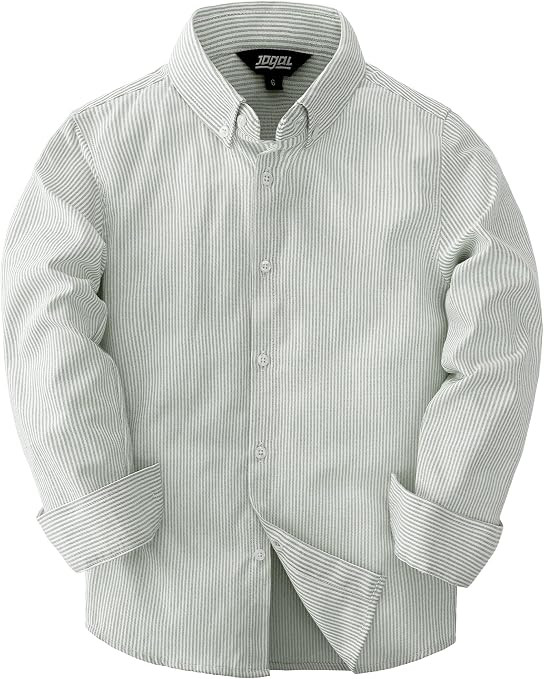 JOGAL Boys Oxford Dress Shirts Striped Button Down Shirt Long Sleeve | 6-14Y, Button Up, Dressy-C... | Amazon (US)
