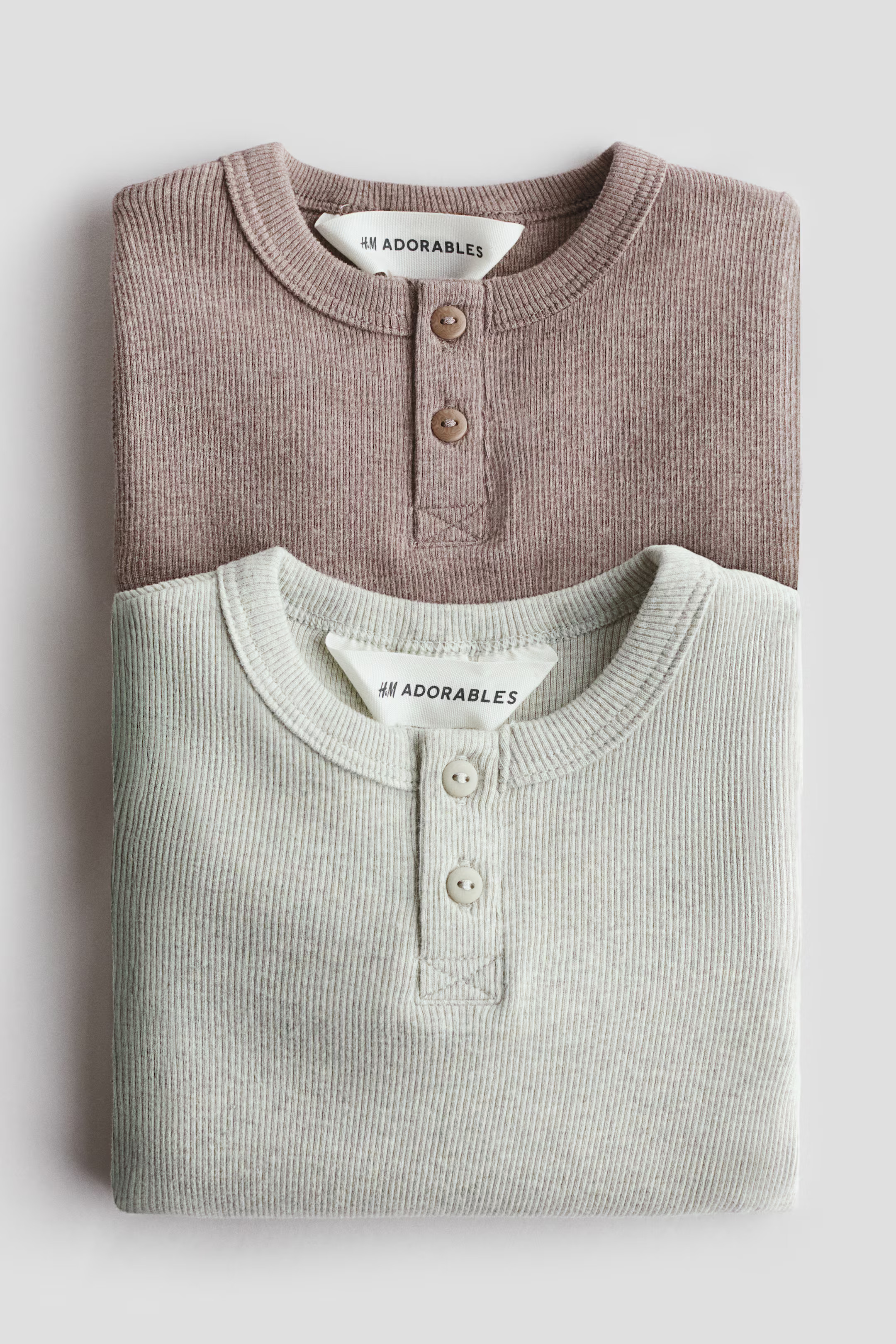 2-pack cotton Henley tops | H&M (UK, MY, IN, SG, PH, TW, HK)