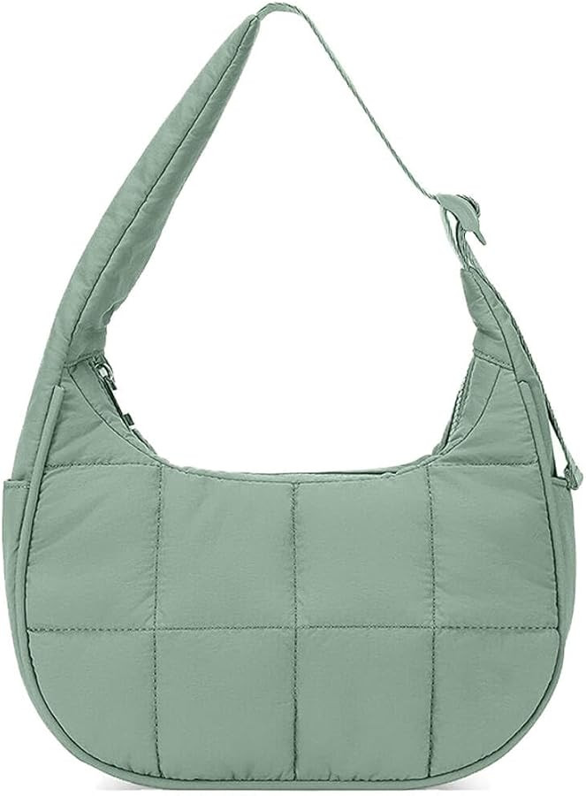 Small Crescent Puffer Purse Shoulder Bag for Women Nylon Quilted Purses Bag Adjustable Shoulder S... | Amazon (US)