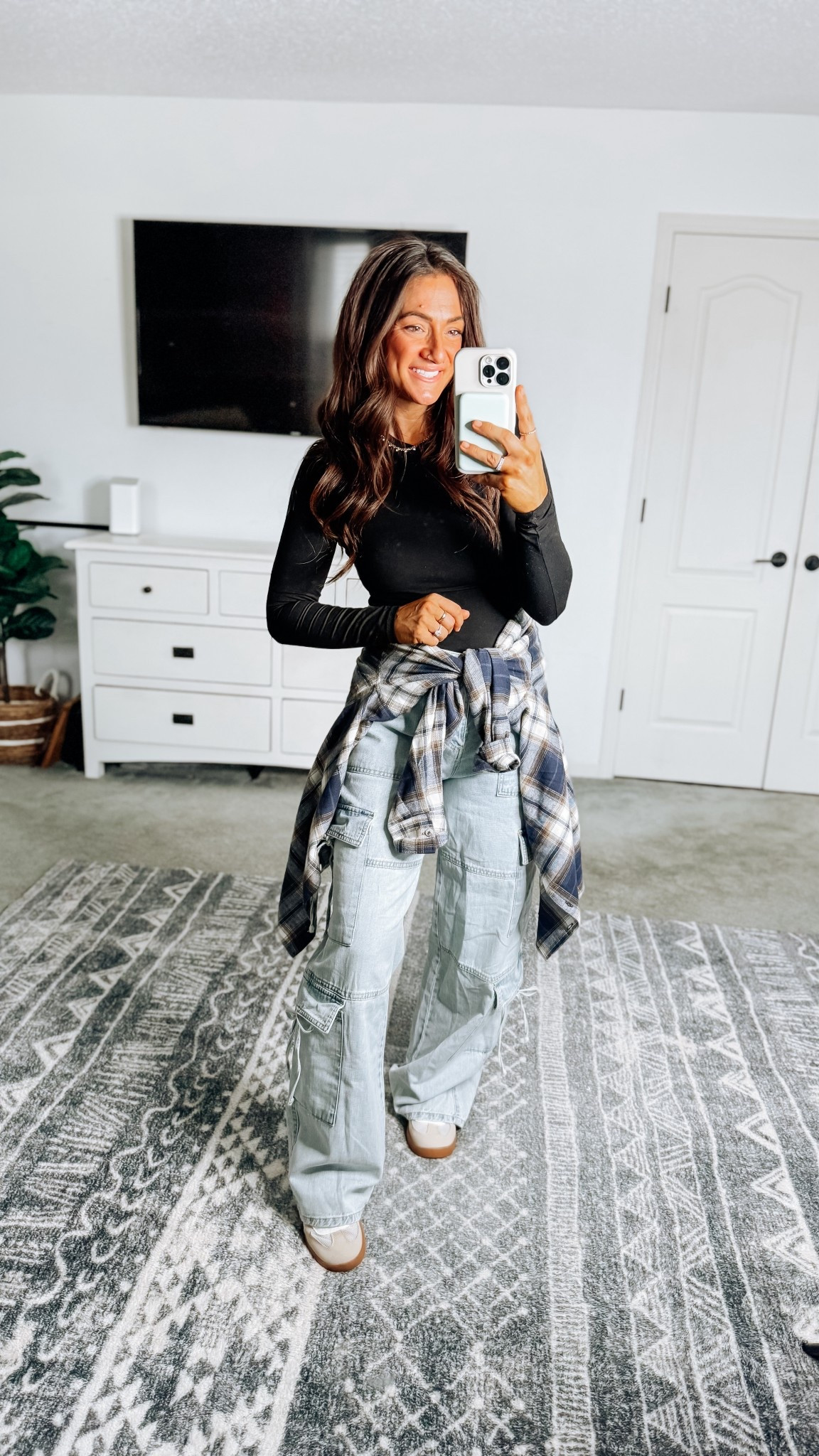 Fall outfit of the day. The best long sleeves on Amazon and the best plaid from Walmart! In my true size small. Kyle sneaks were a best seller last week! Under $18 and true to size 

#LTKShoeCrush #LTKStyleTip #LTKFindsUnder50