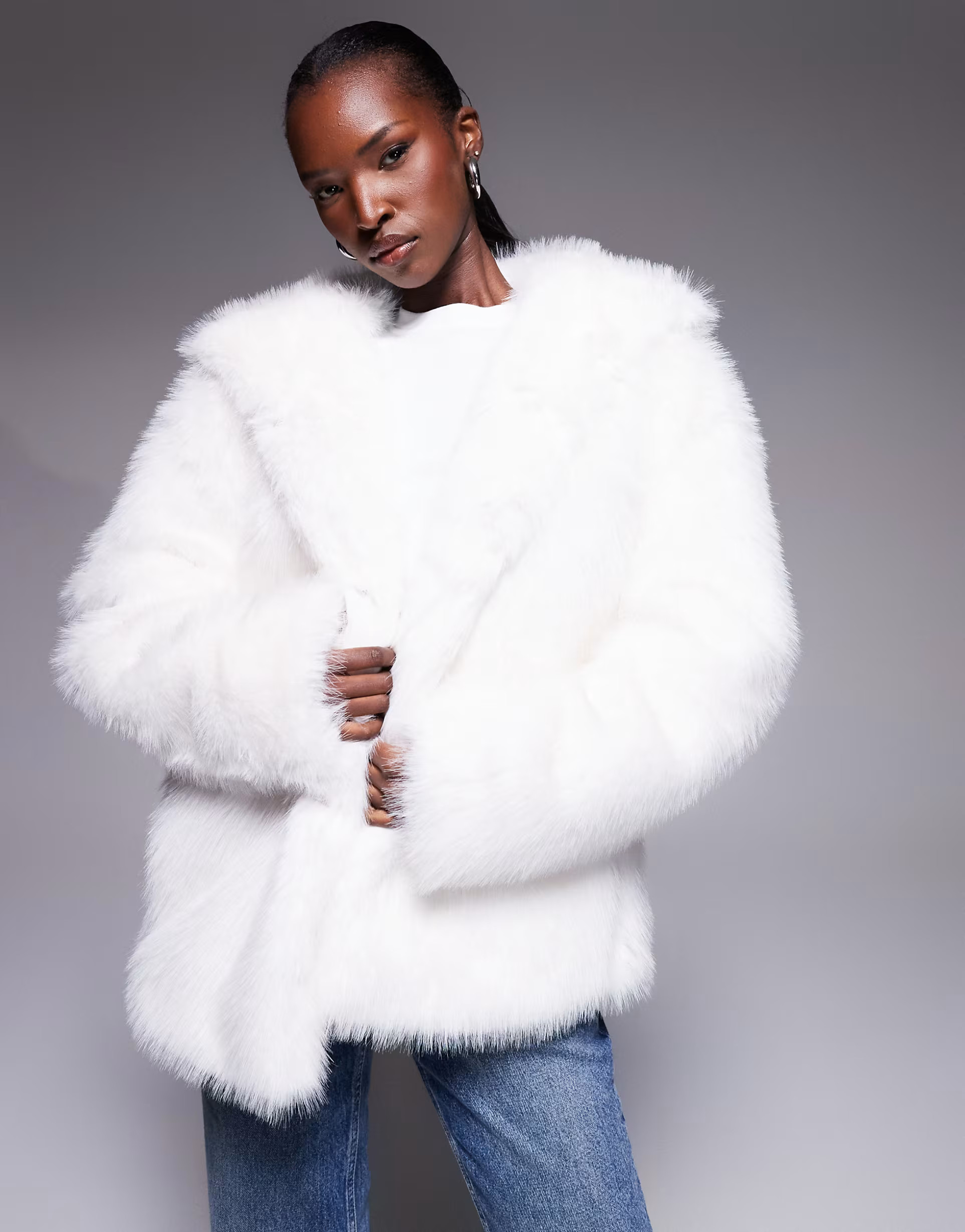 The Frolic exclusive faux fur hooded jacket in cream | ASOS | ASOS (Global)