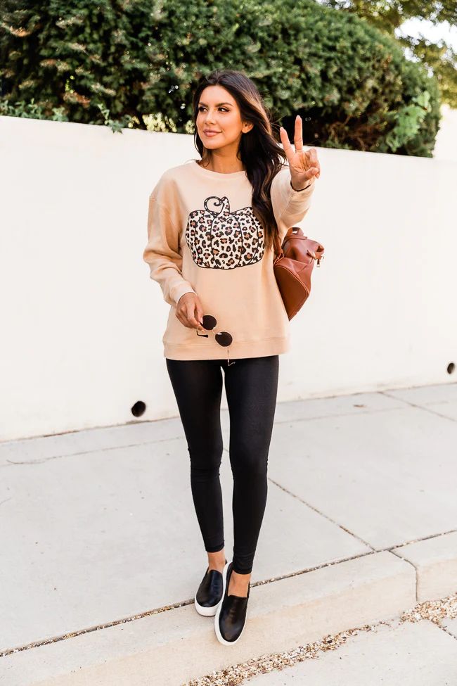 Animal Print Pumpkin Gold Graphic Sweatshirt | The Pink Lily Boutique