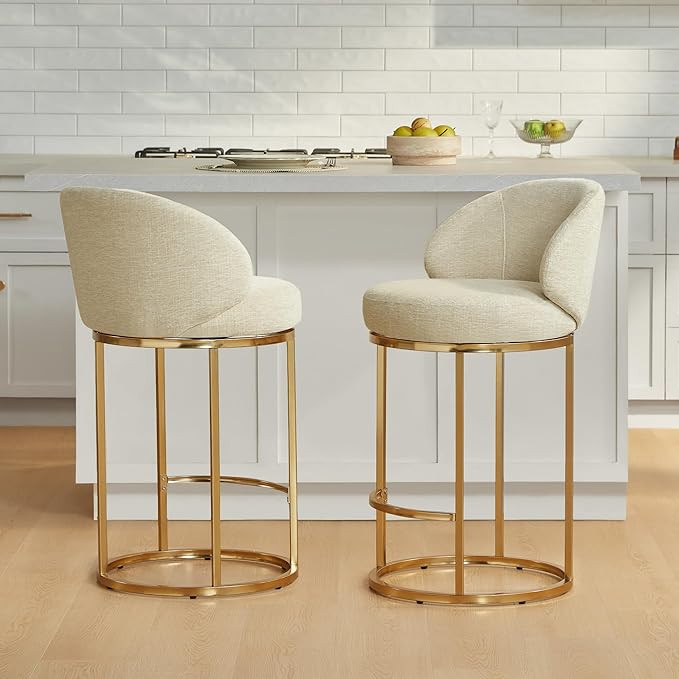 CHITA Counter Height Bar Stool, Swivel Barstools Set of 2, Upholstered Barstools with Backs, Mata... | Amazon (US)