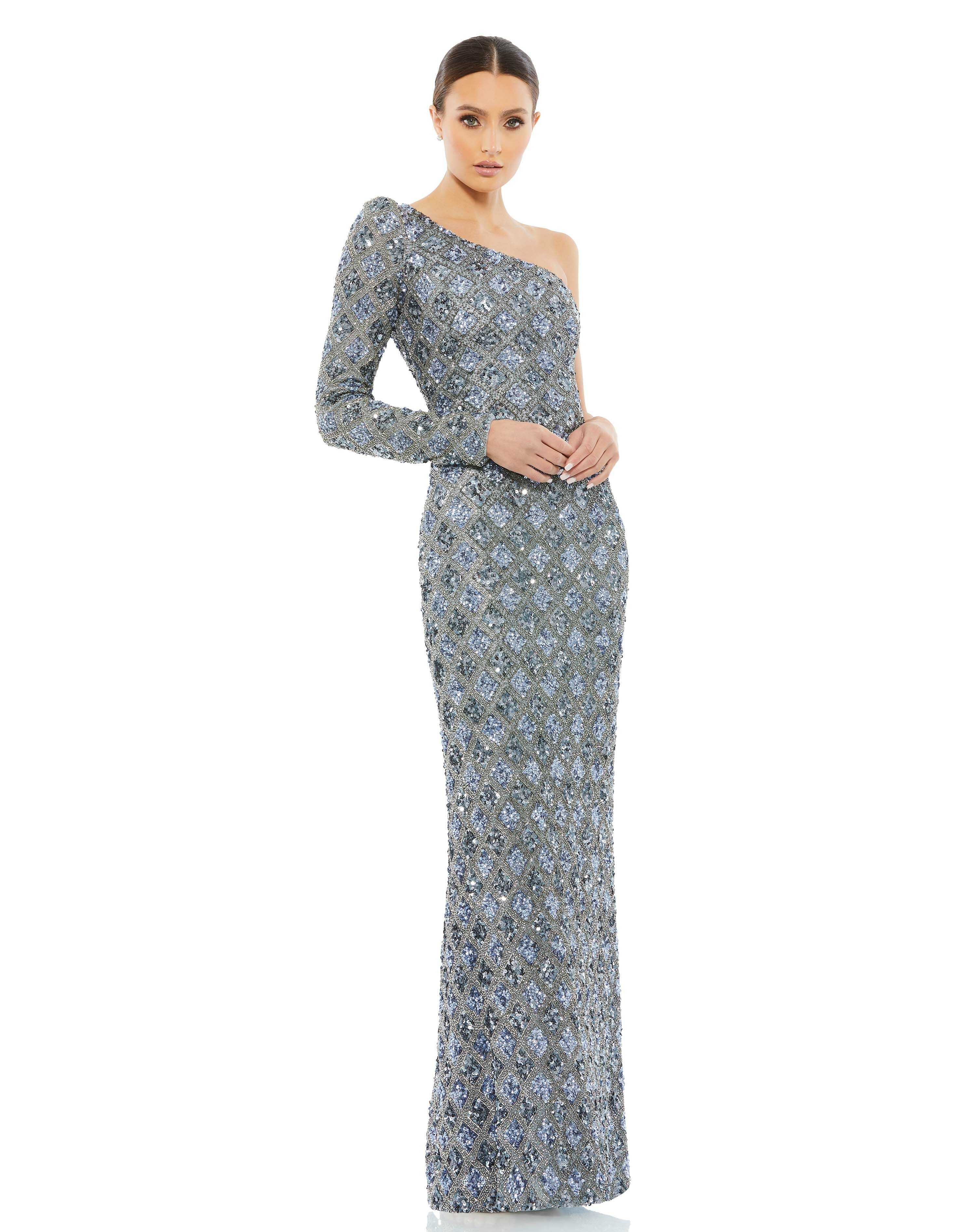 Embellished One Shoulder Asymmetrical Gown | Mac Duggal