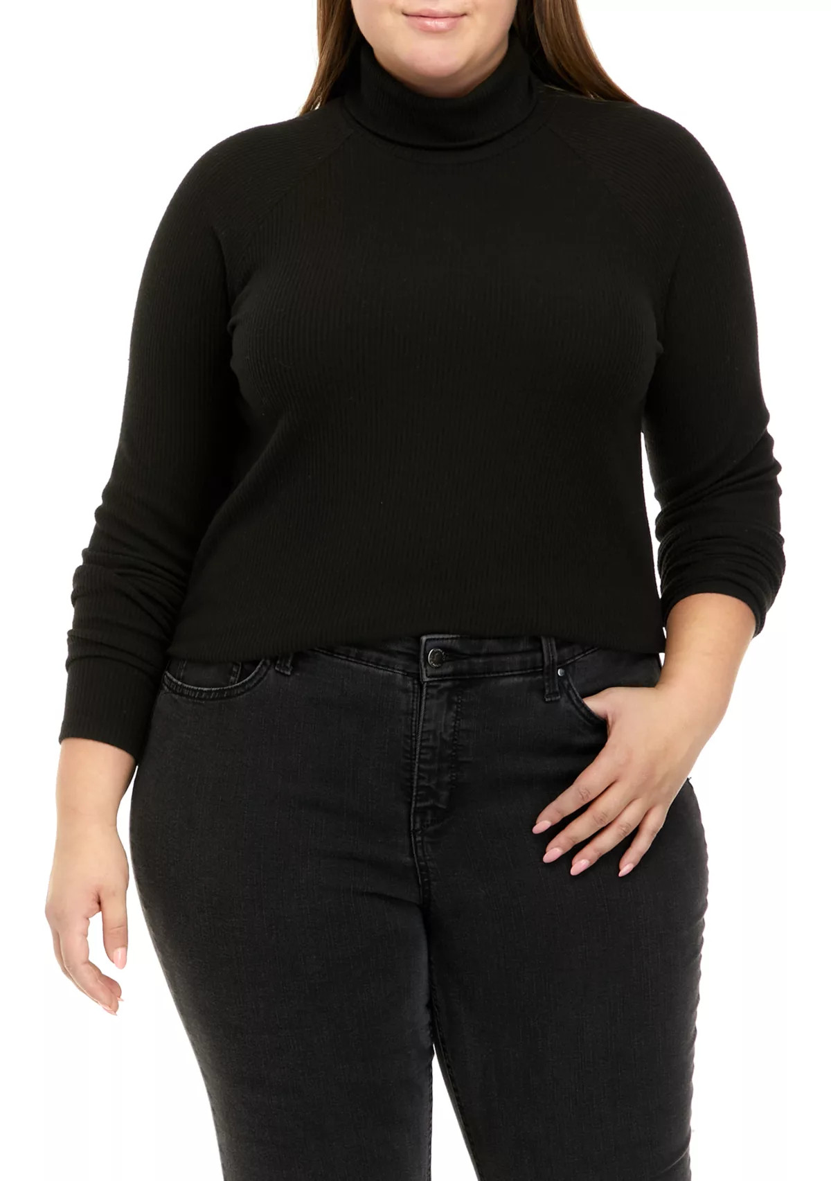 TRUE CRAFTPlus Size Long Sleeve Mock Neck Tiny T-Shirt | Belk