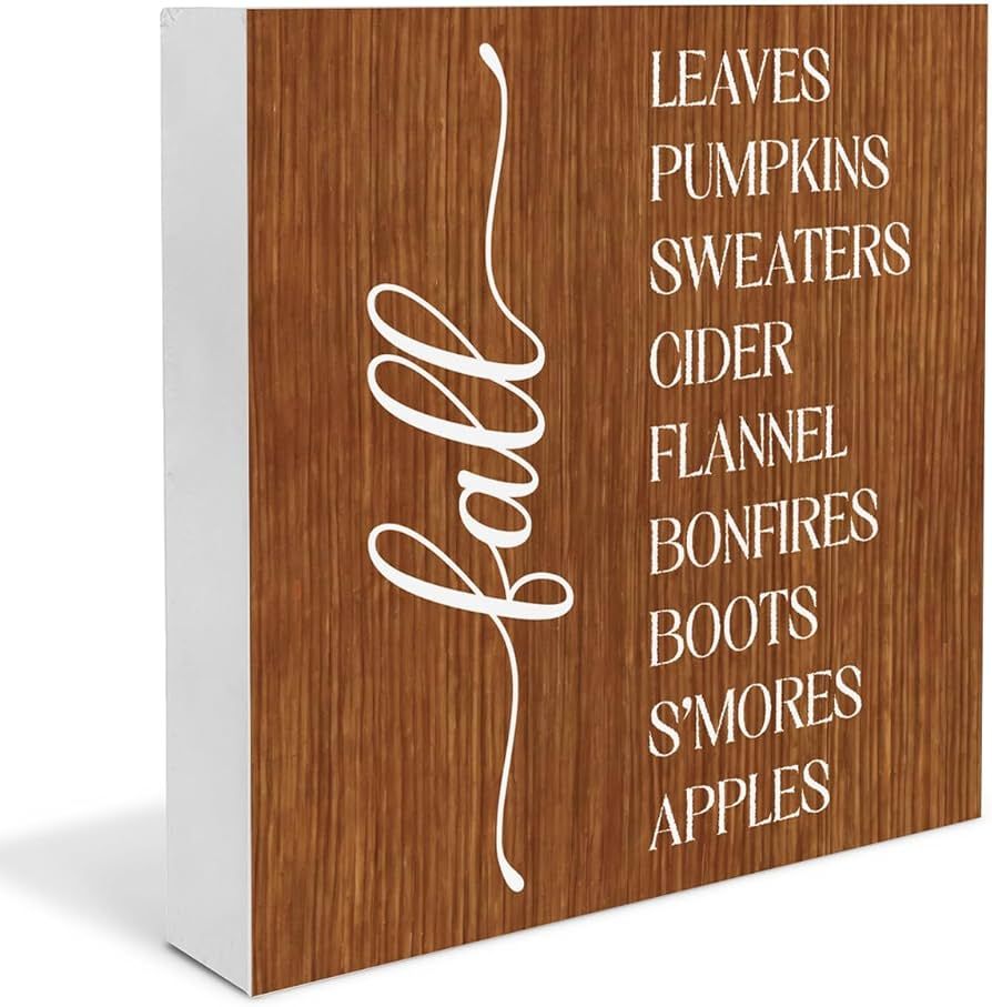 Fall Sign Decor Autumn Harvest Wooden Sign Rustic Farmhouse Decorations Home Decor for Desk Table... | Amazon (US)