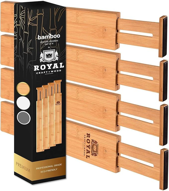 Adjustable Bamboo Drawer Dividers Organizers - Expandable Drawer Organization Separators For Kitc... | Amazon (US)
