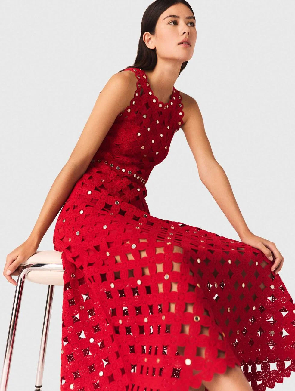 Mirrored crochet dress Red for Women | Maje | Maje US