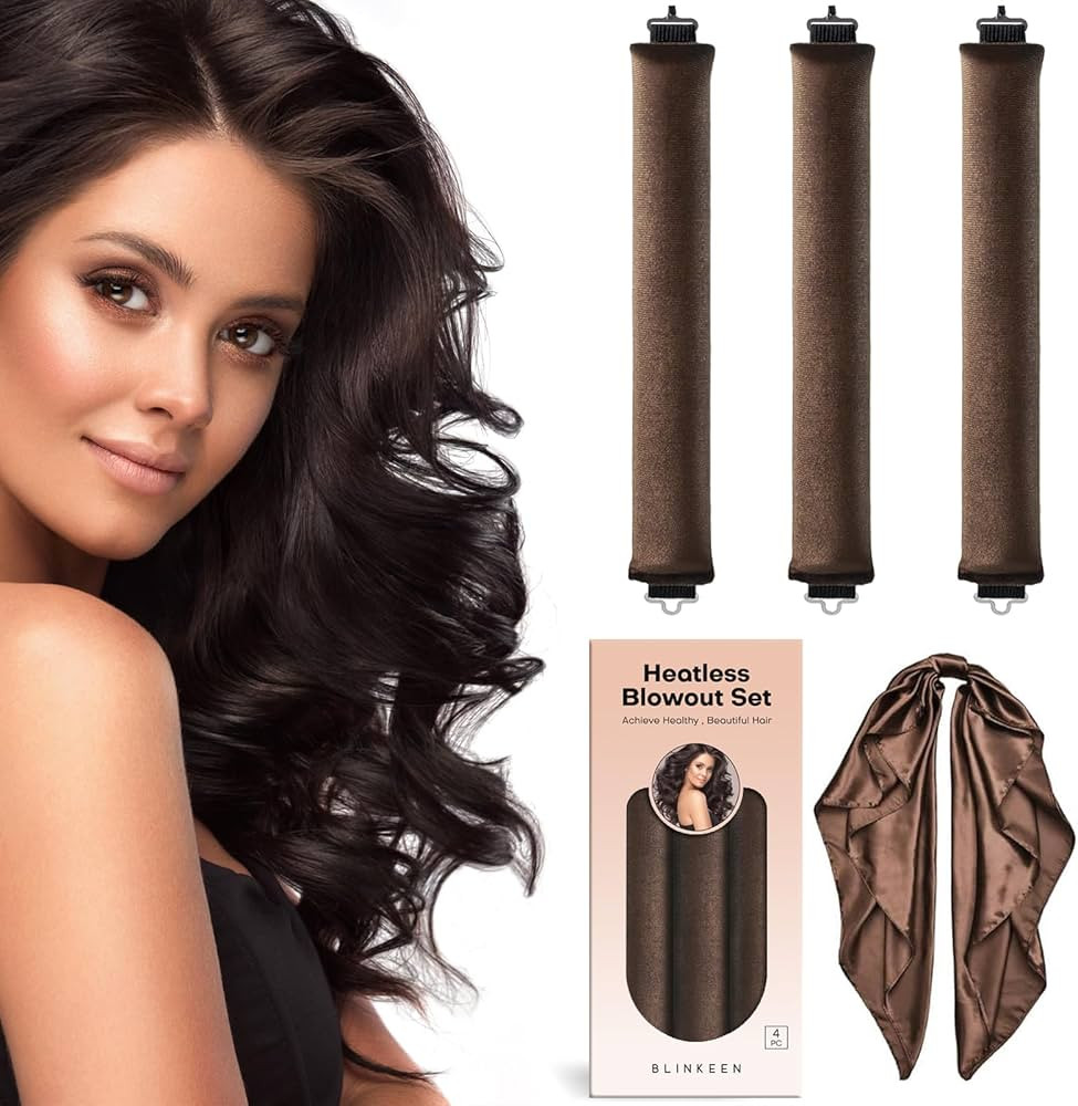 Jumbo Heatless Hair Curler,Velvet Rods with Hook for Blowout Curls, Overnight Hair Curling Set fo... | Amazon (US)