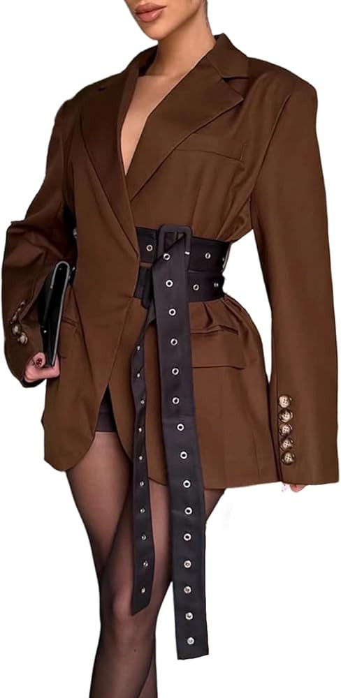 Blazer Dress for Women Casual Long Sleeve Oversized Blazer Coats Fall Work Office Suit Jackets wi... | Amazon (US)