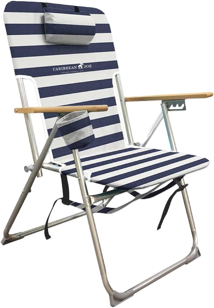 Caribbean Joe Folding Beach Chair, 4 Position Portable Backpack Foldable Camping Chair with Headr... | Amazon (US)