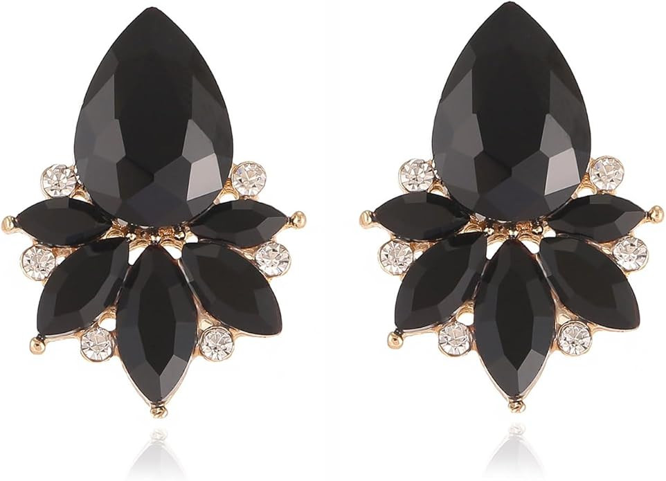 Vintage Rhinestone Earrings Fancy Crystal Cluster Drop Earrings Art Deco Earrings for Women | Amazon (US)