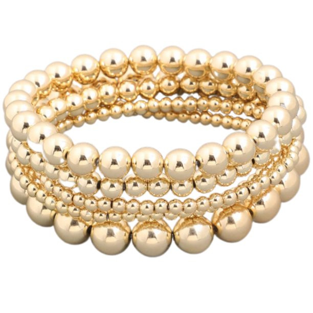 Holly Chic LA Gold Ball Bracelet for Women, Gold Bead Ball Bracelet Stretchable Elastic, Gold Ton... | Walmart (US)