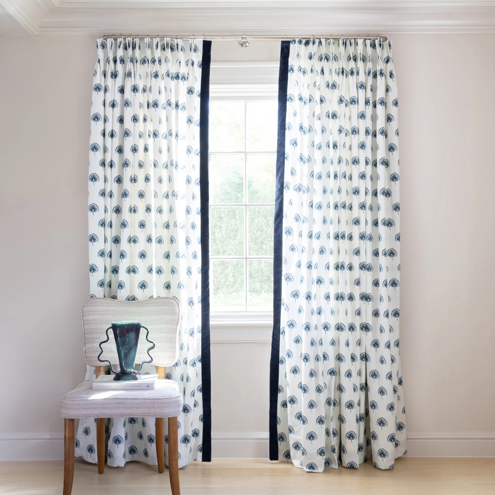 Pepper Home | Floral Navy Custom Curtains | Pepper